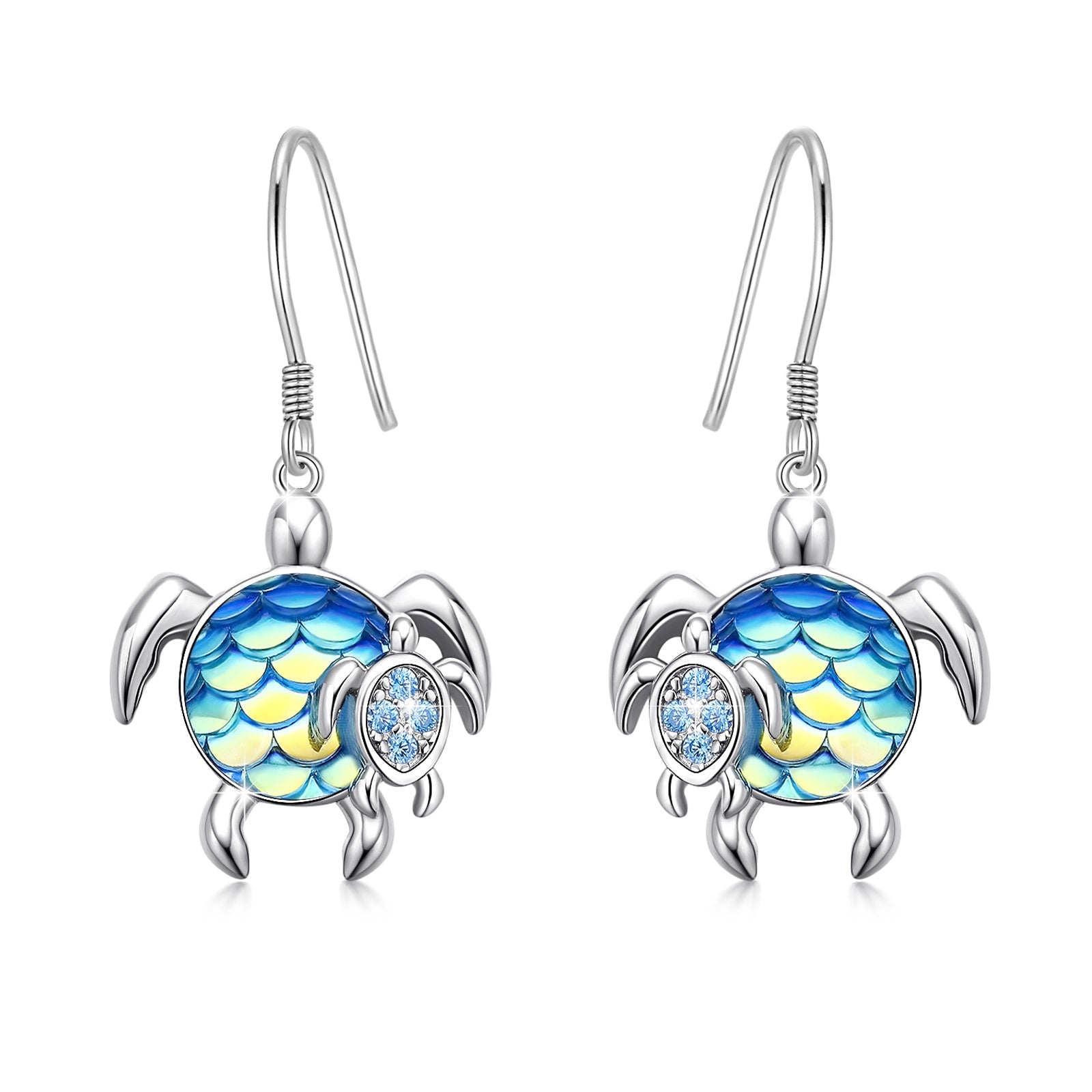 Turtle Earrings Sterling Silver Mom and Baby Dangle Mother and Daughter Tortoise LadyShow.Store