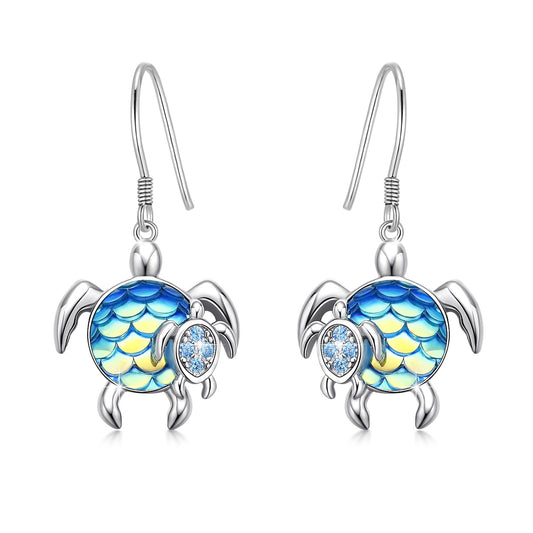 Turtle Earrings Sterling Silver Mom and Baby Dangle Mother and Daughter Tortoise LadyShow.Store