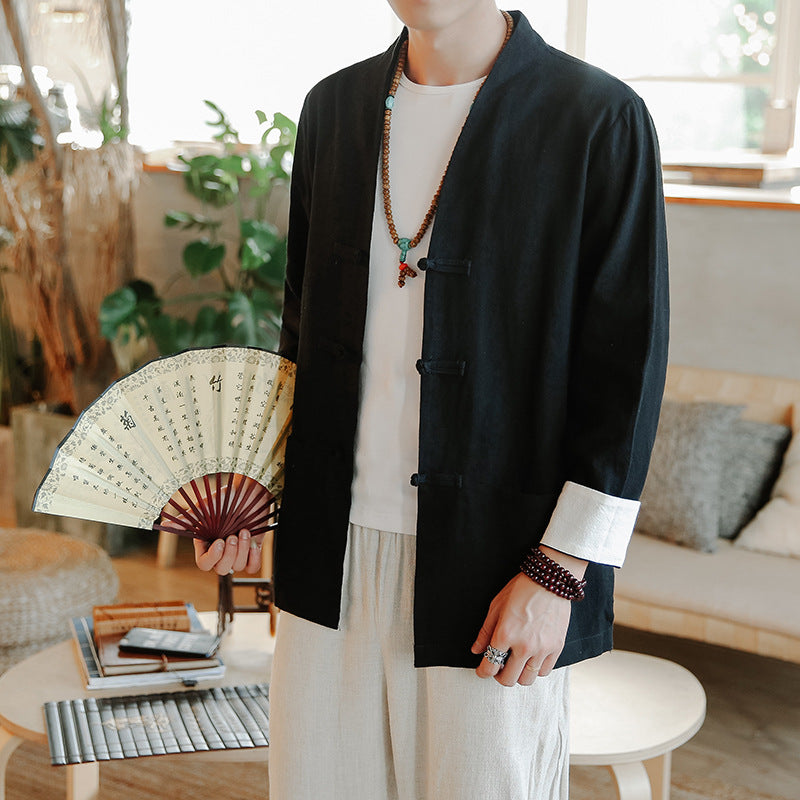 Men's Traditional Chinese Cotton Linen Tang Suit Jacket Pi-Mart