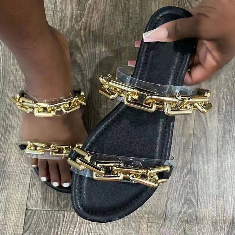Flip Flop Summer New Chain Buckle Beach Women's Sandals LadyShow.Store