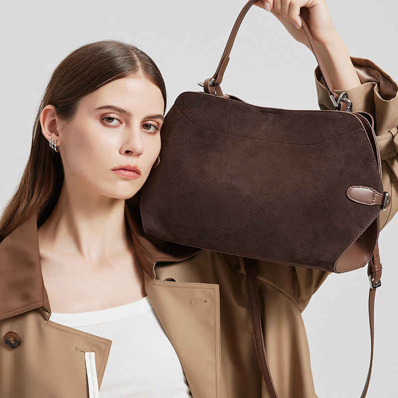 Genuine Deer Suede Brushed Leather Crossbody Bag Versatile LadyShow.Store