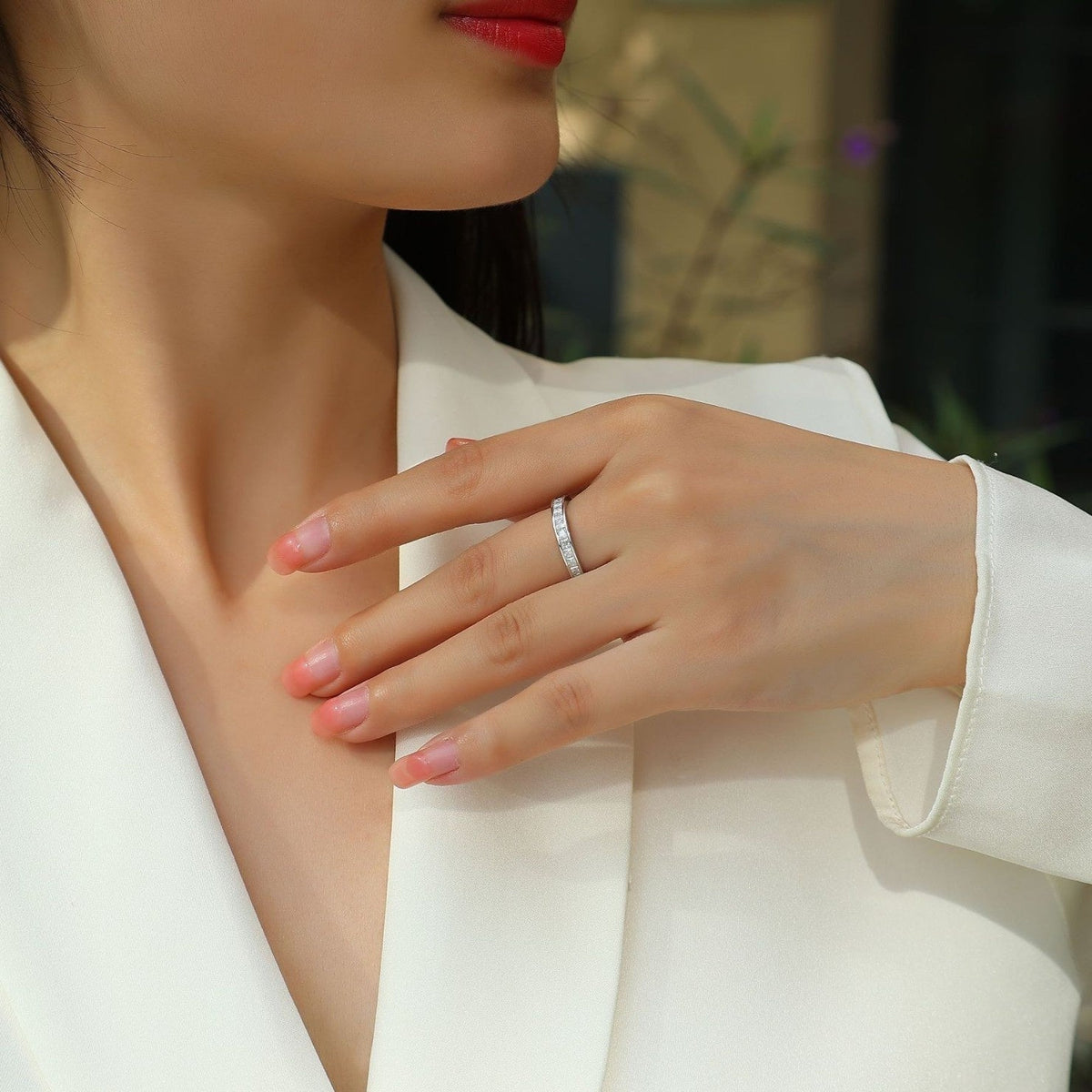 S925 Silver Moissanite Closed Ring LadyShow.Store