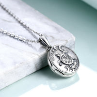 925 Sterling Silver Sea Turtle Photo Locket Necklace Photo Pendant Jewelry LadyShow.Store