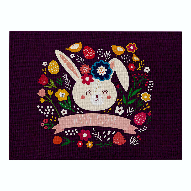 Home Cartoon Rabbit Kitchen Insulation Coaster Anti-scalding Cotton And Linen Western Placemat PearlNestDecor.com