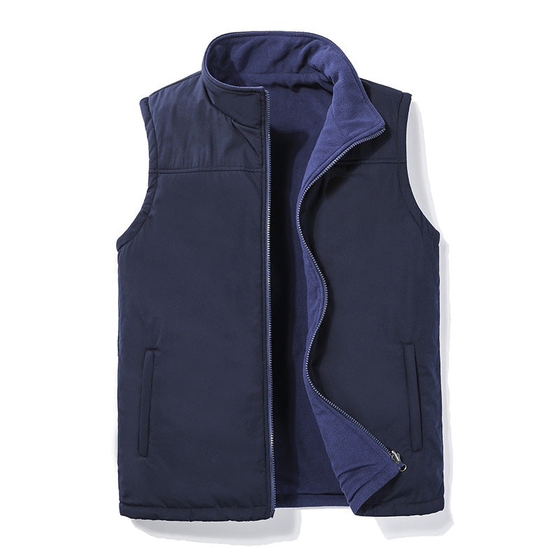 Polar Fleece Double-sided Vest Men's Autumn And Winter Outdoor Leisure Sports Sleeveless Waistcoat Vest Vest Middle-aged And Elderly Jacket CJD