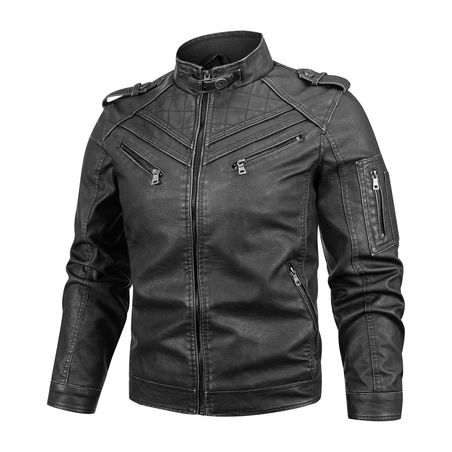 Men's Black Pu Leather Biker Jacket VINTAGE REAL MOTORCYCLE JACKETS FOR MEN LuxuryLifeWay Online Store