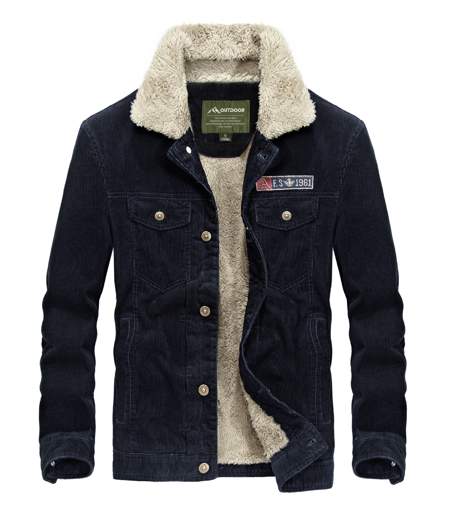 Men's Corduroy Jacket with Fleece Lining (Plus Size) Pi-Mart