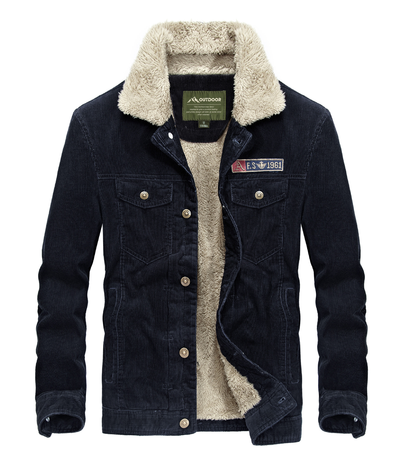 Men's Corduroy Jacket with Fleece Lining (Plus Size) Pi-Mart