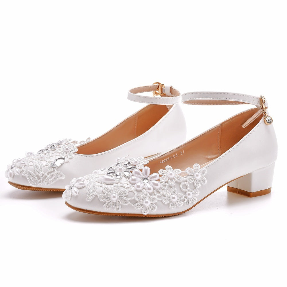 Elegant White Lace Shoes for Women - PU Leather (Sizes 35-43) LadyShow.Store