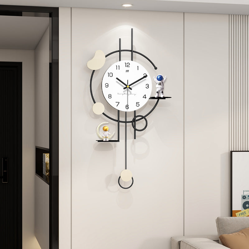 Modern Astronaut Pendulum Wall Clock Space Themed Home Decor PearlNestDecor.com