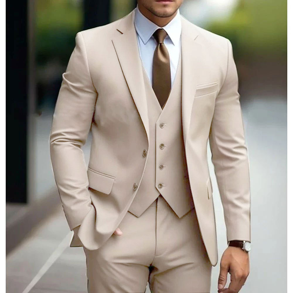 Business Casual Men's Three-piece Suit For Bridegroom Men's Wedding LadyShow.Store