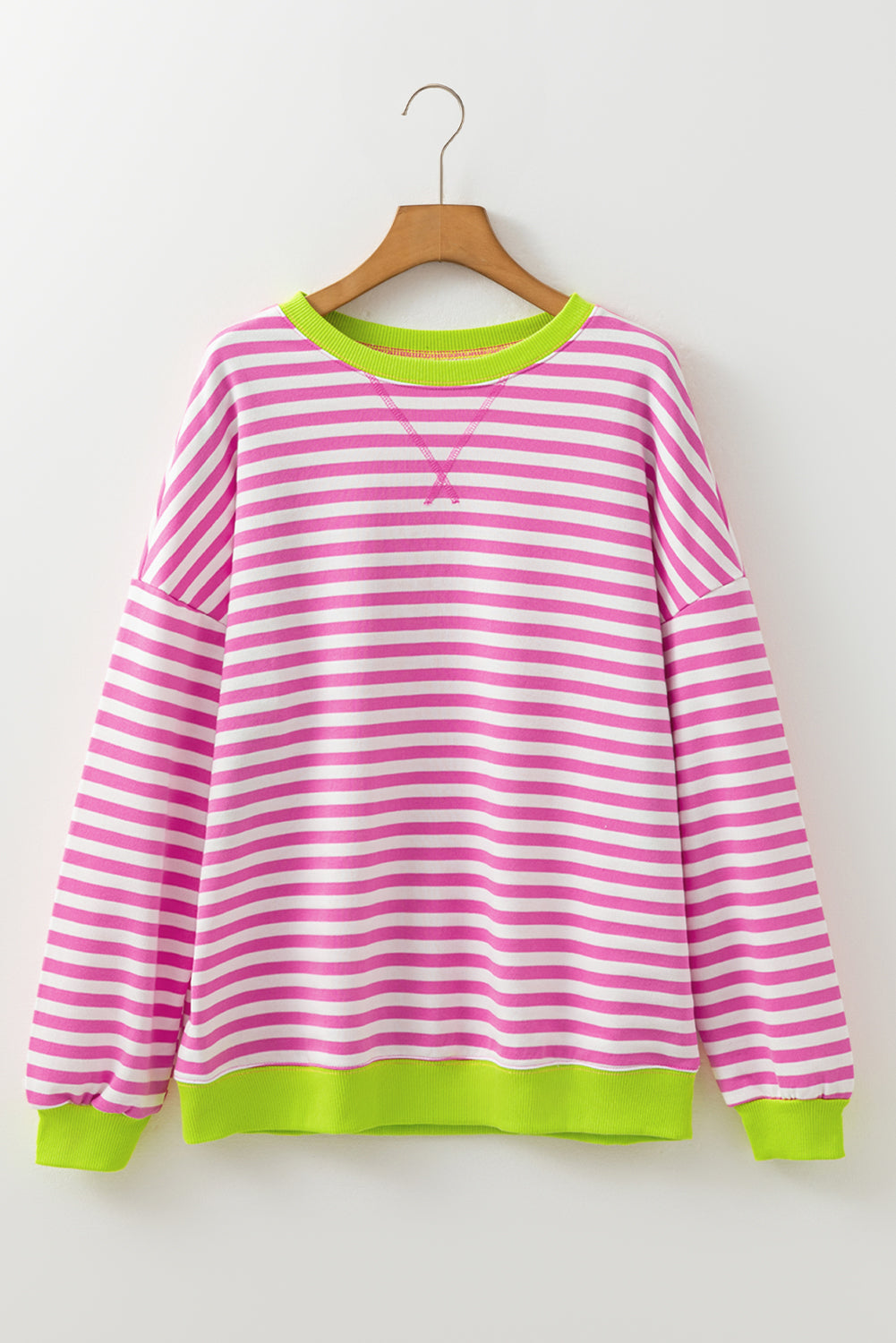 Elliana Stripe Crossed Stitch Drop Shoulder Sweatshirt LuxuryLifeWay Online Store