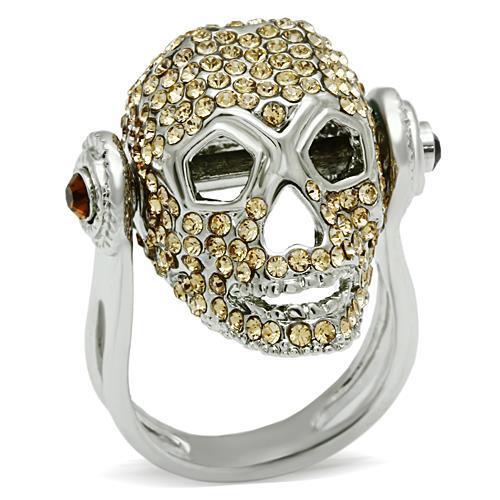 3W016 - Rhodium White Metal Ring with Top Grade Crystal  in Citrine Yellow LuxuryLifeWay Online Store