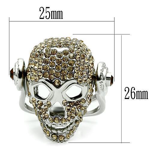 3W016 - Rhodium White Metal Ring with Top Grade Crystal  in Citrine Yellow LuxuryLifeWay Online Store