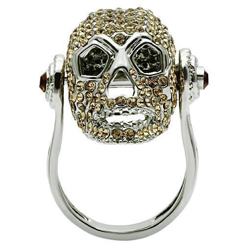 3W016 - Rhodium White Metal Ring with Top Grade Crystal  in Citrine Yellow LuxuryLifeWay Online Store