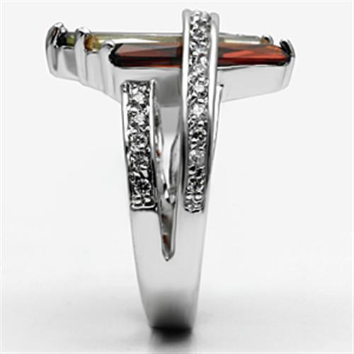 3W025 - Rhodium Brass Ring with AAA Grade CZ  in Multi Color LuxuryLifeWay Online Store