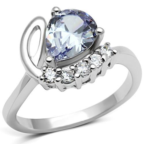 3W030 - Rhodium Brass Ring with AAA Grade CZ  in Light Amethyst LuxuryLifeWay Online Store