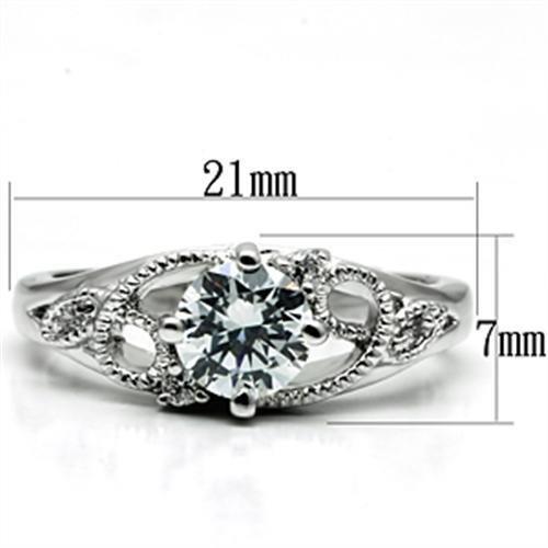 3W034 - Rhodium Brass Ring with AAA Grade CZ  in Clear LuxuryLifeWay Online Store