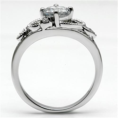 3W034 - Rhodium Brass Ring with AAA Grade CZ  in Clear LuxuryLifeWay Online Store