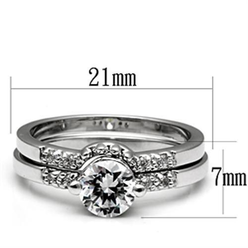 3W044 - Rhodium Brass Ring with AAA Grade CZ  in Clear LuxuryLifeWay Online Store