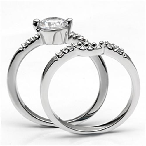 3W044 - Rhodium Brass Ring with AAA Grade CZ  in Clear LuxuryLifeWay Online Store