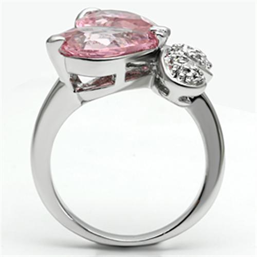 3W051 - Rhodium Brass Ring with AAA Grade CZ  in Rose LuxuryLifeWay Online Store