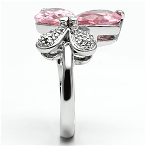 3W051 - Rhodium Brass Ring with AAA Grade CZ  in Rose LuxuryLifeWay Online Store