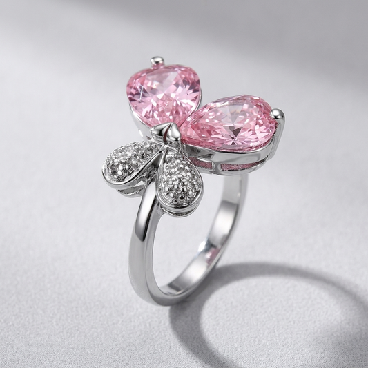 3W051 - Rhodium Brass Ring with AAA Grade CZ  in Rose LuxuryLifeWay Online Store