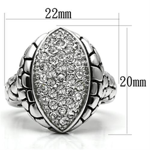 3W058 - Rhodium Brass Ring with Top Grade Crystal  in Clear LuxuryLifeWay Online Store