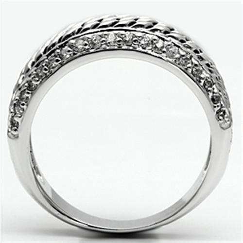 3W065 - Rhodium Brass Ring with AAA Grade CZ  in Clear LuxuryLifeWay Online Store