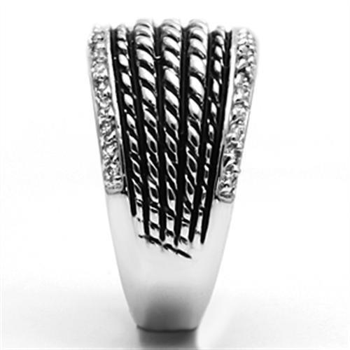 3W065 - Rhodium Brass Ring with AAA Grade CZ  in Clear LuxuryLifeWay Online Store