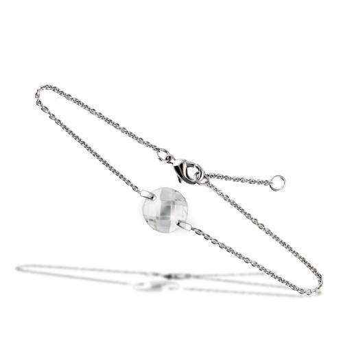 3W066 - Rhodium Brass Bracelet with AAA Grade CZ  in Clear LuxuryLifeWay Online Store