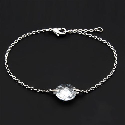 3W066 - Rhodium Brass Bracelet with AAA Grade CZ  in Clear LuxuryLifeWay Online Store