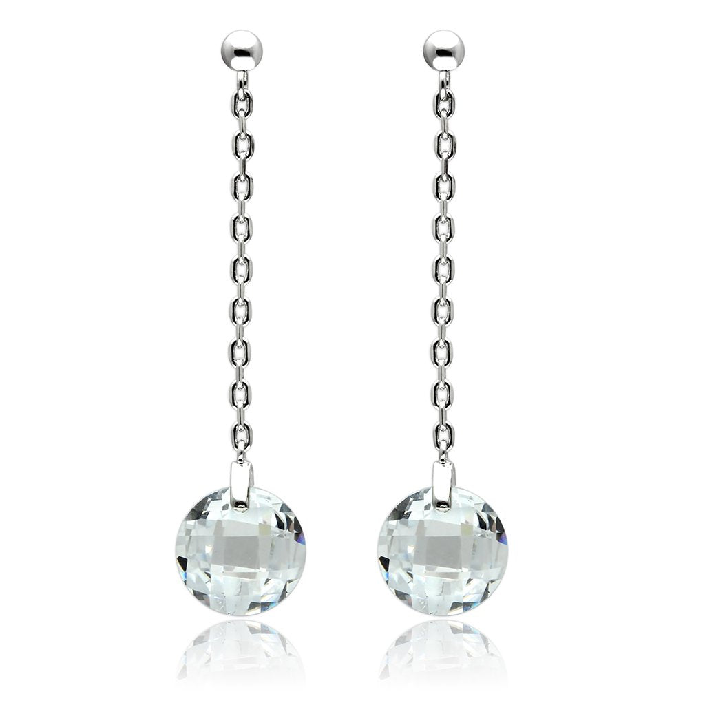 3W082 - Rhodium Brass Earrings with AAA Grade CZ  in Clear LuxuryLifeWay Online Store
