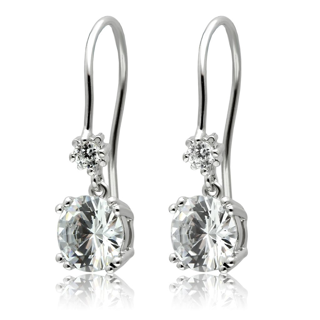 TK3W085 - Stainless Steel Earrings with AAA Grade CZ  in Clear LuxuryLifeWay Online Store