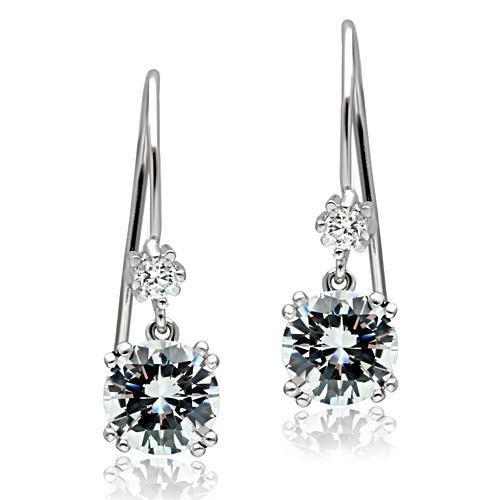 TK3W085 - Stainless Steel Earrings with AAA Grade CZ  in Clear LuxuryLifeWay Online Store