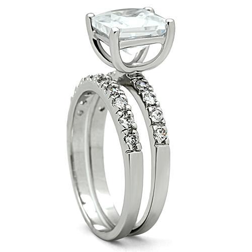 3W102 - Rhodium Brass Ring with AAA Grade CZ  in Clear LuxuryLifeWay Online Store
