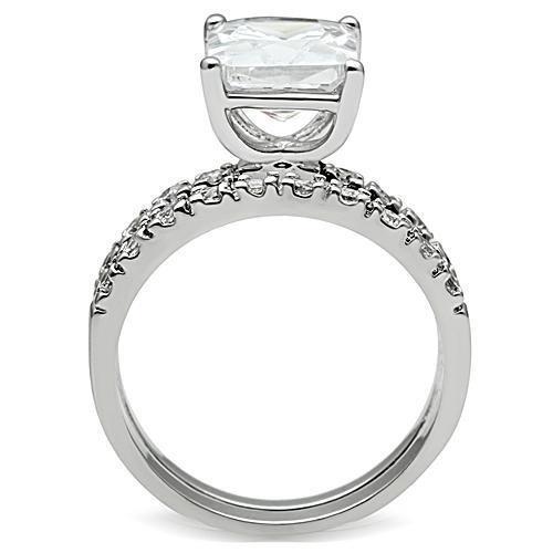 3W102 - Rhodium Brass Ring with AAA Grade CZ  in Clear LuxuryLifeWay Online Store