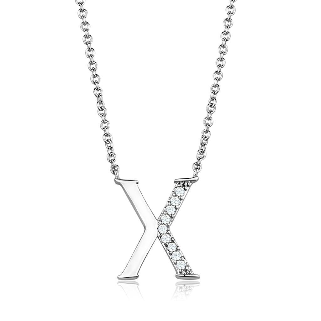 3W1030 - Rhodium Brass Chain Pendant with AAA Grade CZ  in Clear LuxuryLifeWay Online Store