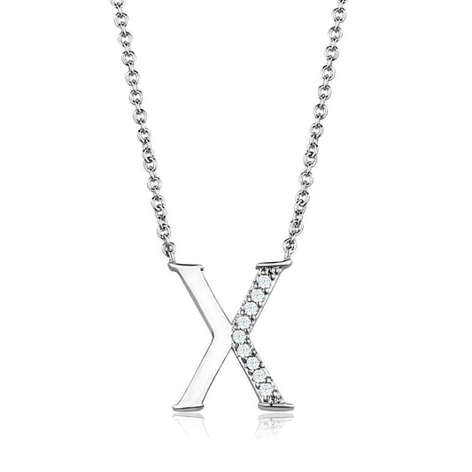 3W1030 - Rhodium Brass Chain Pendant with AAA Grade CZ  in Clear LuxuryLifeWay Online Store