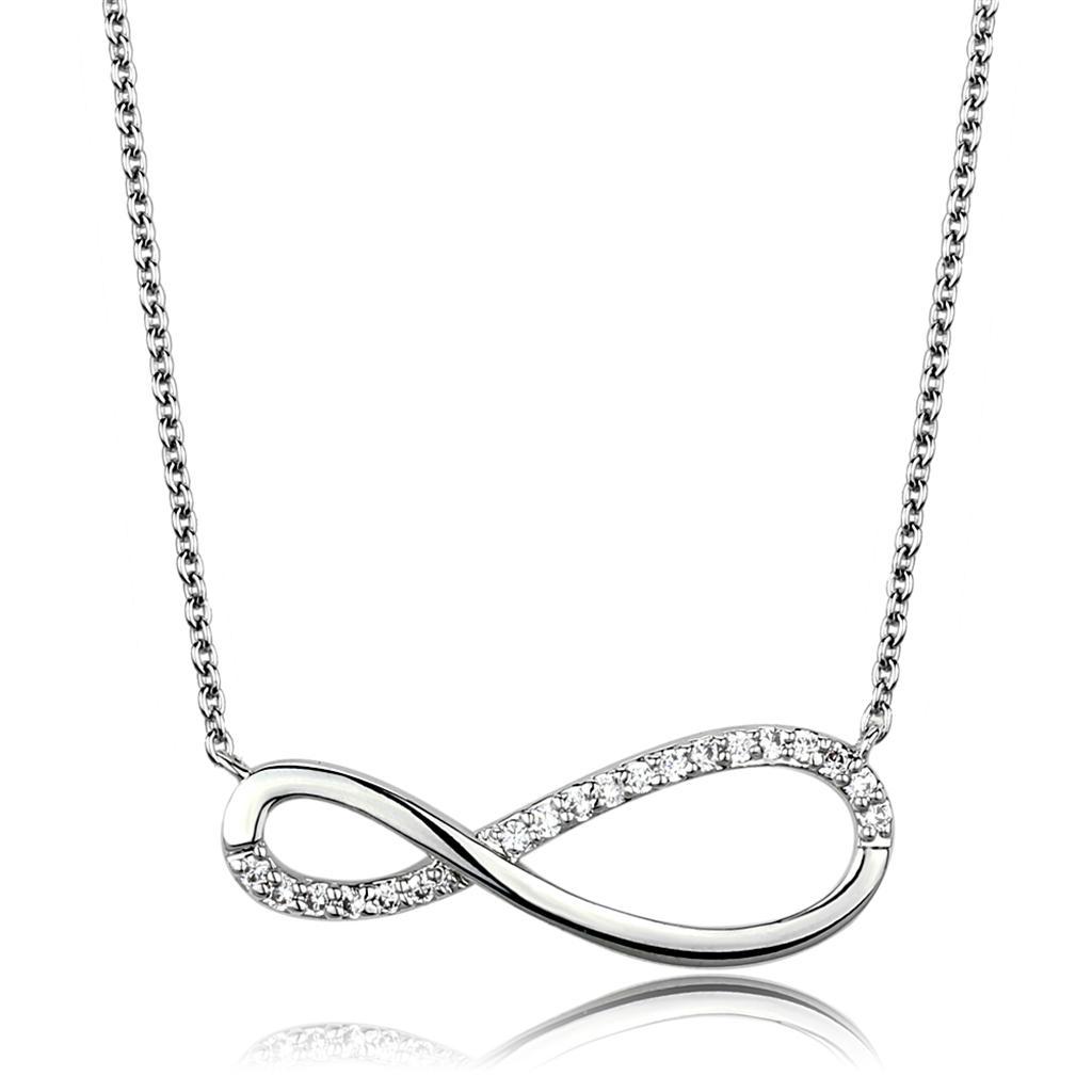3W1033 - Rhodium Brass Chain Pendant with AAA Grade CZ  in Clear LuxuryLifeWay Online Store