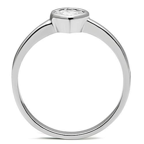 3W107 - Rhodium Brass Ring with AAA Grade CZ  in Clear LuxuryLifeWay Online Store