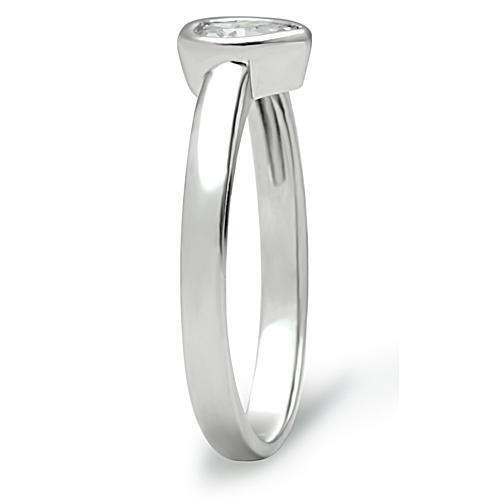 3W107 - Rhodium Brass Ring with AAA Grade CZ  in Clear LuxuryLifeWay Online Store