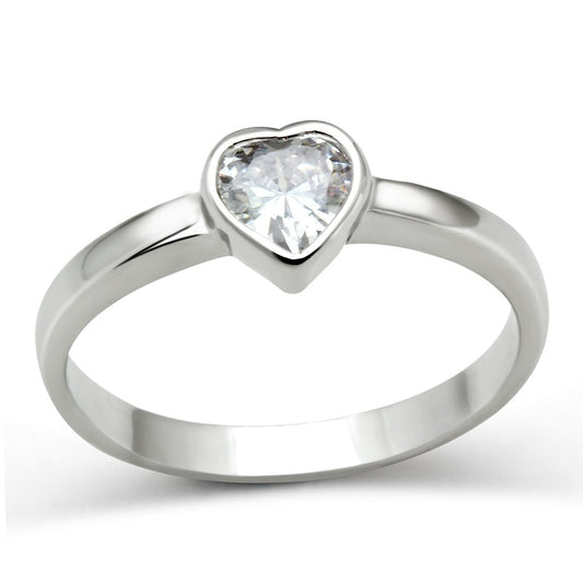 3W107 - Rhodium Brass Ring with AAA Grade CZ  in Clear LuxuryLifeWay Online Store