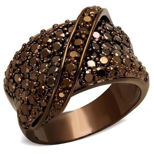 3W1098 - IP Coffee light Brass Ring with AAA Grade CZ  in Light Coffee LuxuryLifeWay Online Store