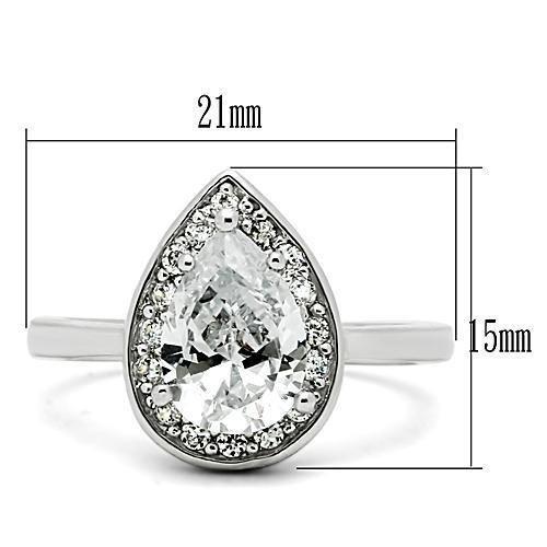3W111 - Rhodium Brass Ring with AAA Grade CZ  in Clear LuxuryLifeWay Online Store