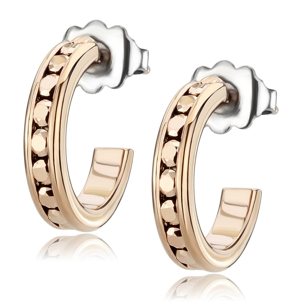 3W1142 - IP Rose Gold(Ion Plating) Brass Earrings with Top Grade Crystal  in Metallic Light Gold LuxuryLifeWay Online Store