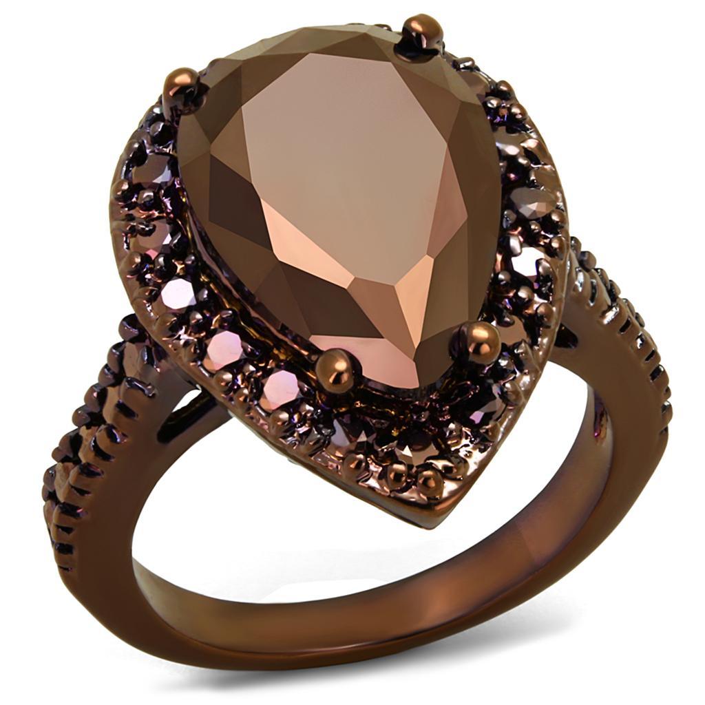 3W1153 - IP Coffee light Brass Ring with AAA Grade CZ  in Light Coffee LuxuryLifeWay Online Store