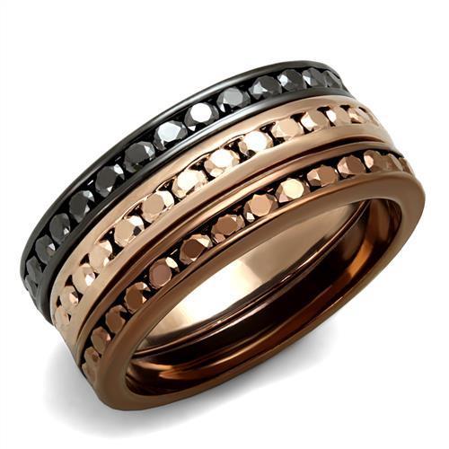 3W1208 - IP Rose Gold & IP Light Black & IP Light coffee Brass Ring with Top Grade Crystal  in Multi Color LuxuryLifeWay Online Store