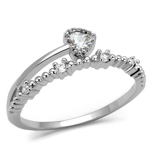 3W1223 - Rhodium Brass Ring with AAA Grade CZ  in Clear LuxuryLifeWay Online Store